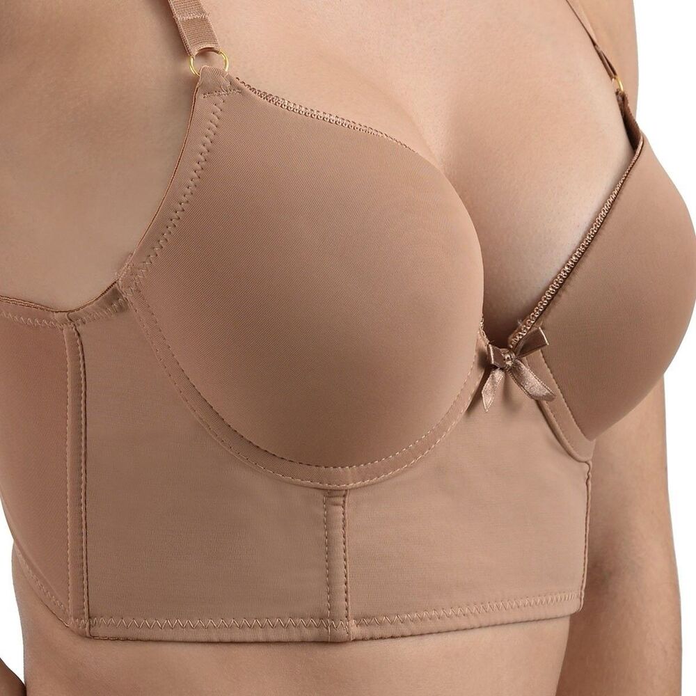 Daisy Fuentes 40C Nude Daisy Fuentes Long Waist Bra Padded Underwire Bra NWOT - Picture 2 of 16